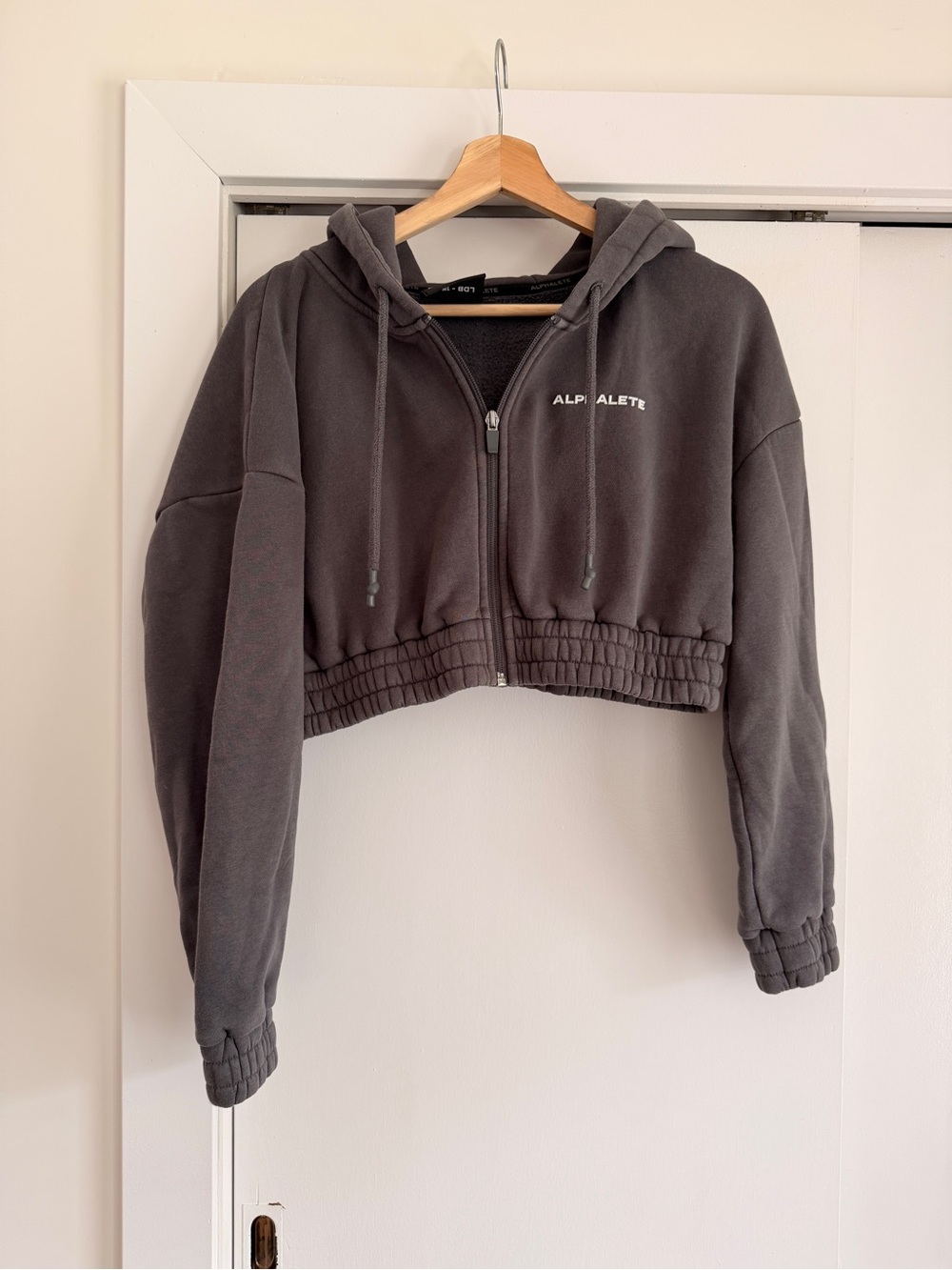 Alphalete Cropped Bomber Hoodie - Charcoal